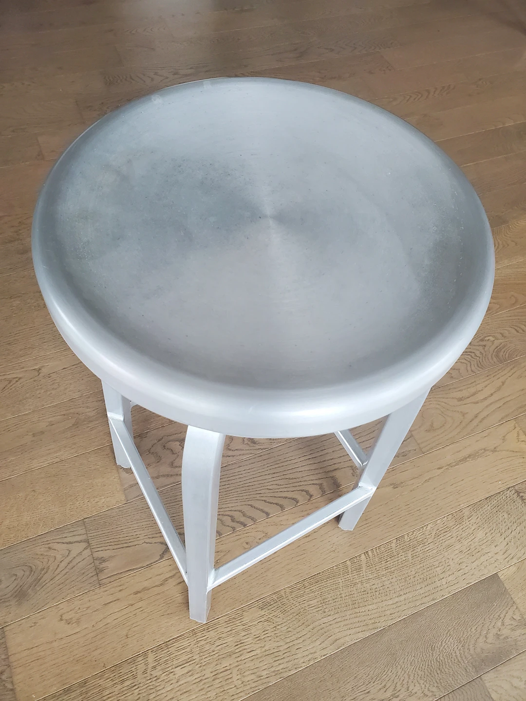 Set Of Two: Brushed Aluminum Backless Swivel Bar Stools - photo 5