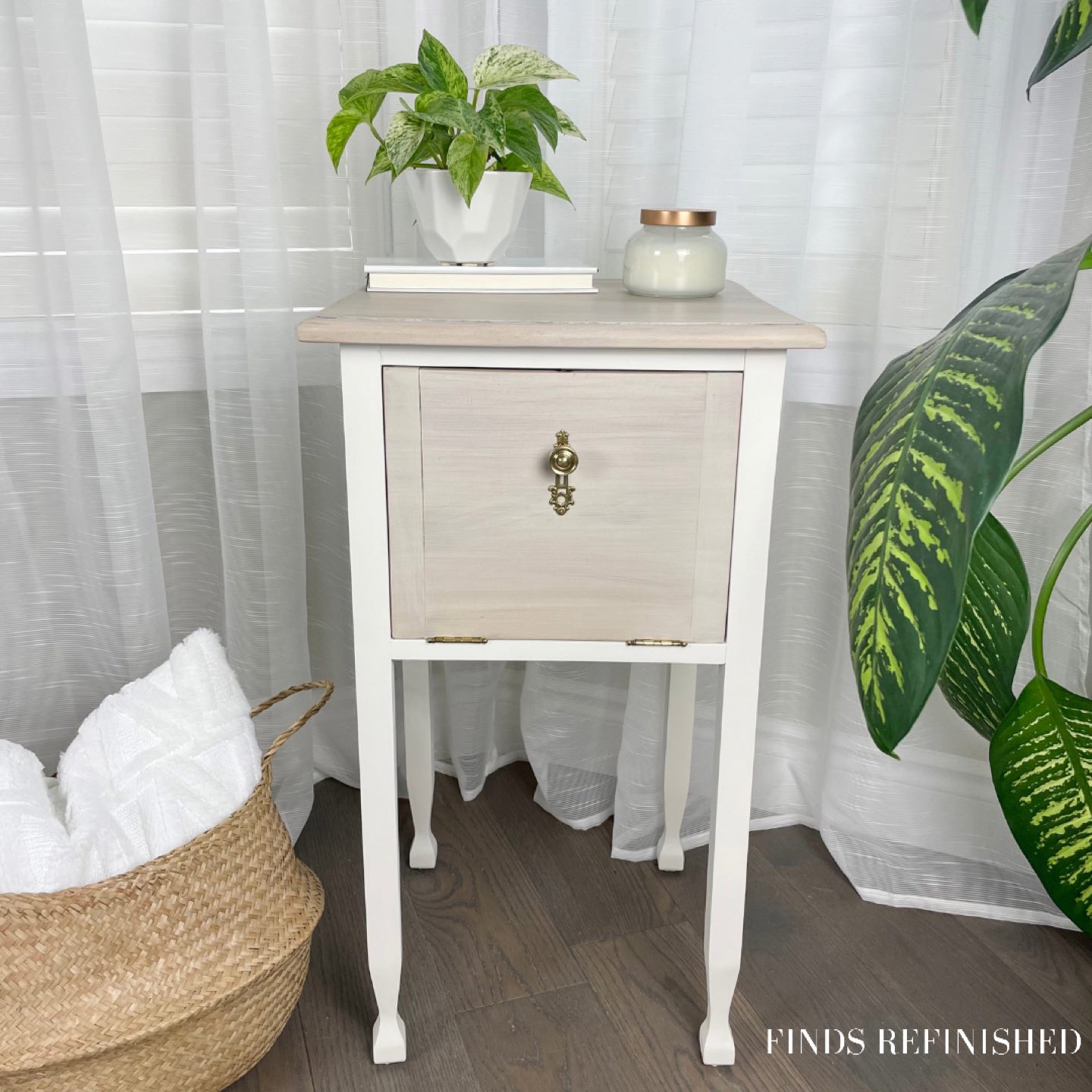 Refinished Vintage Side Table 