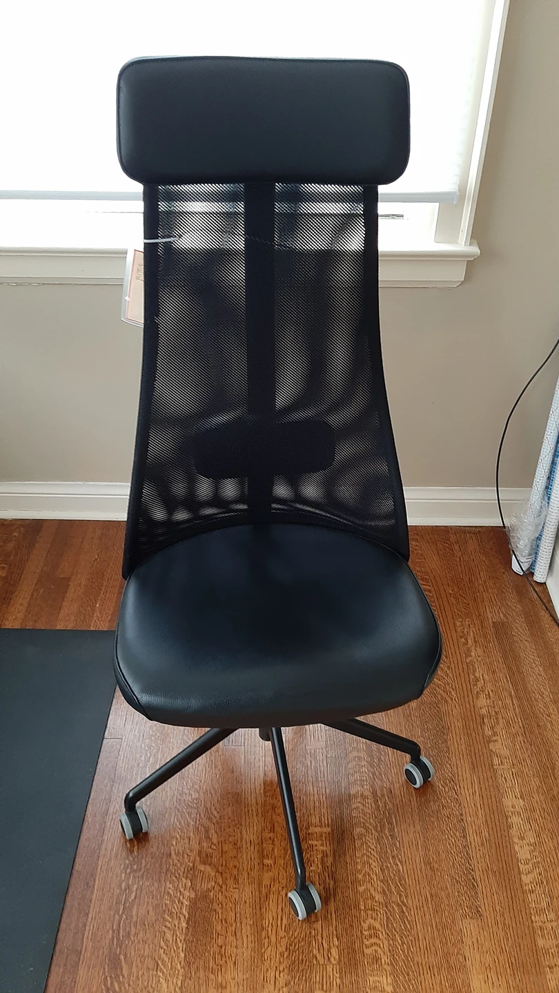 black IKEA rotated office chair Jarvf Jallet