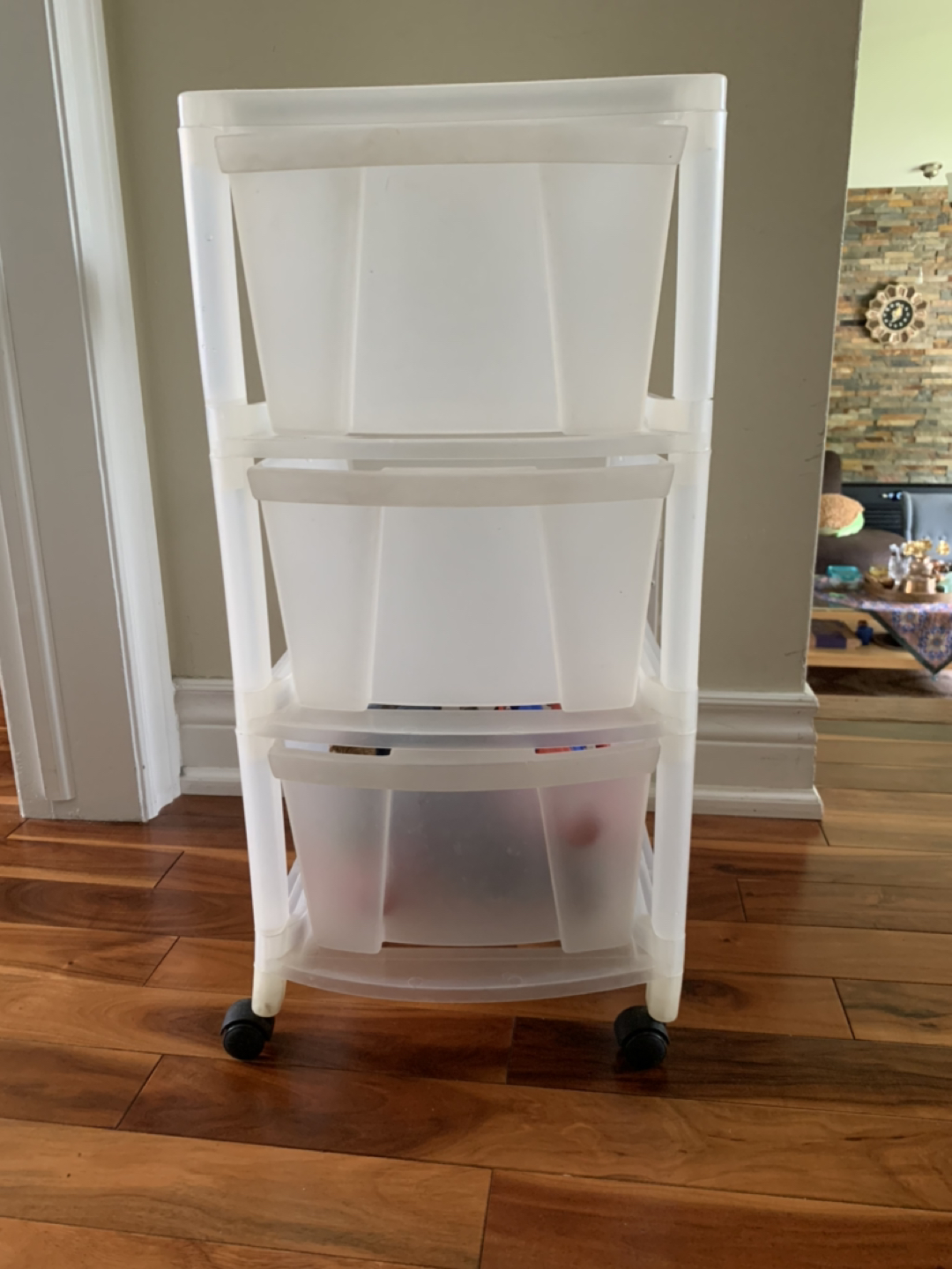 Plastic 3 drawer organizer with wheels!  thumbnail
