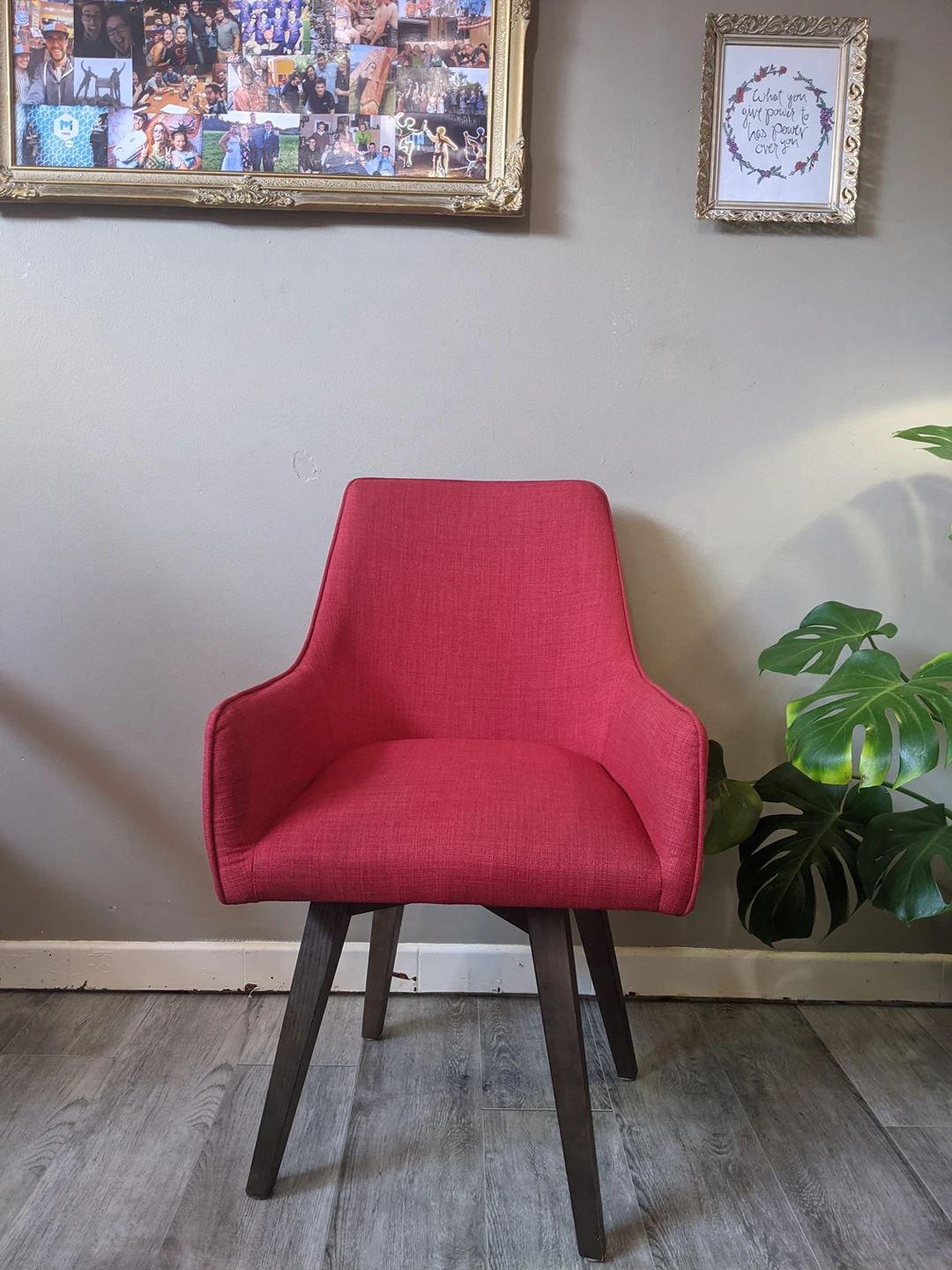Red Upholstered Swivel Chair