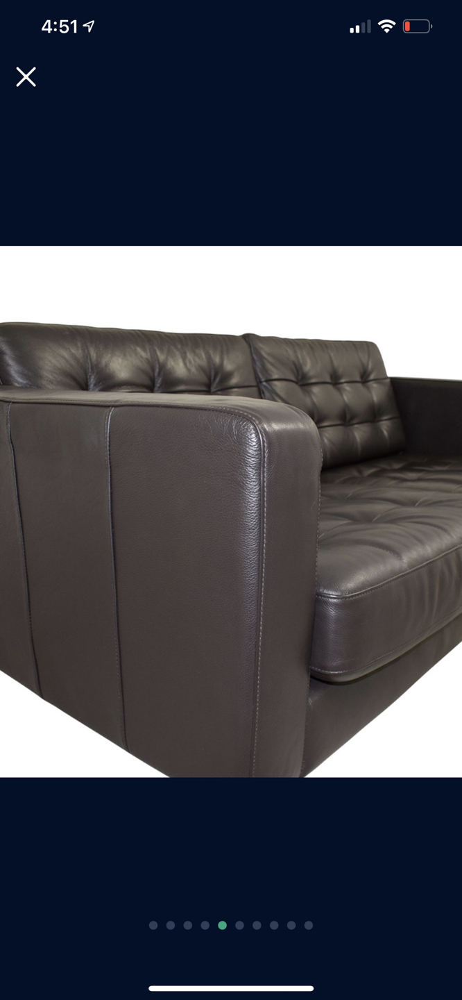Morabo leather loveseat sofa landskrona with matching ottoman  - photo 5