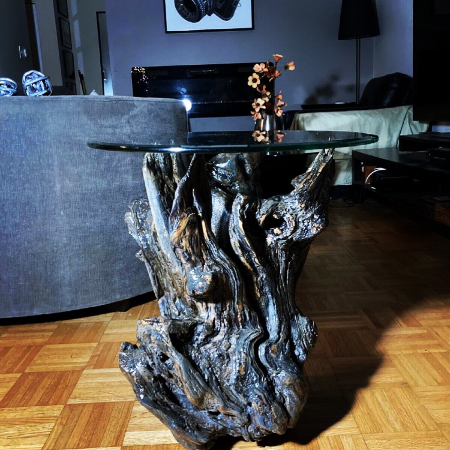 Live edge hardwood accent table thumbnail