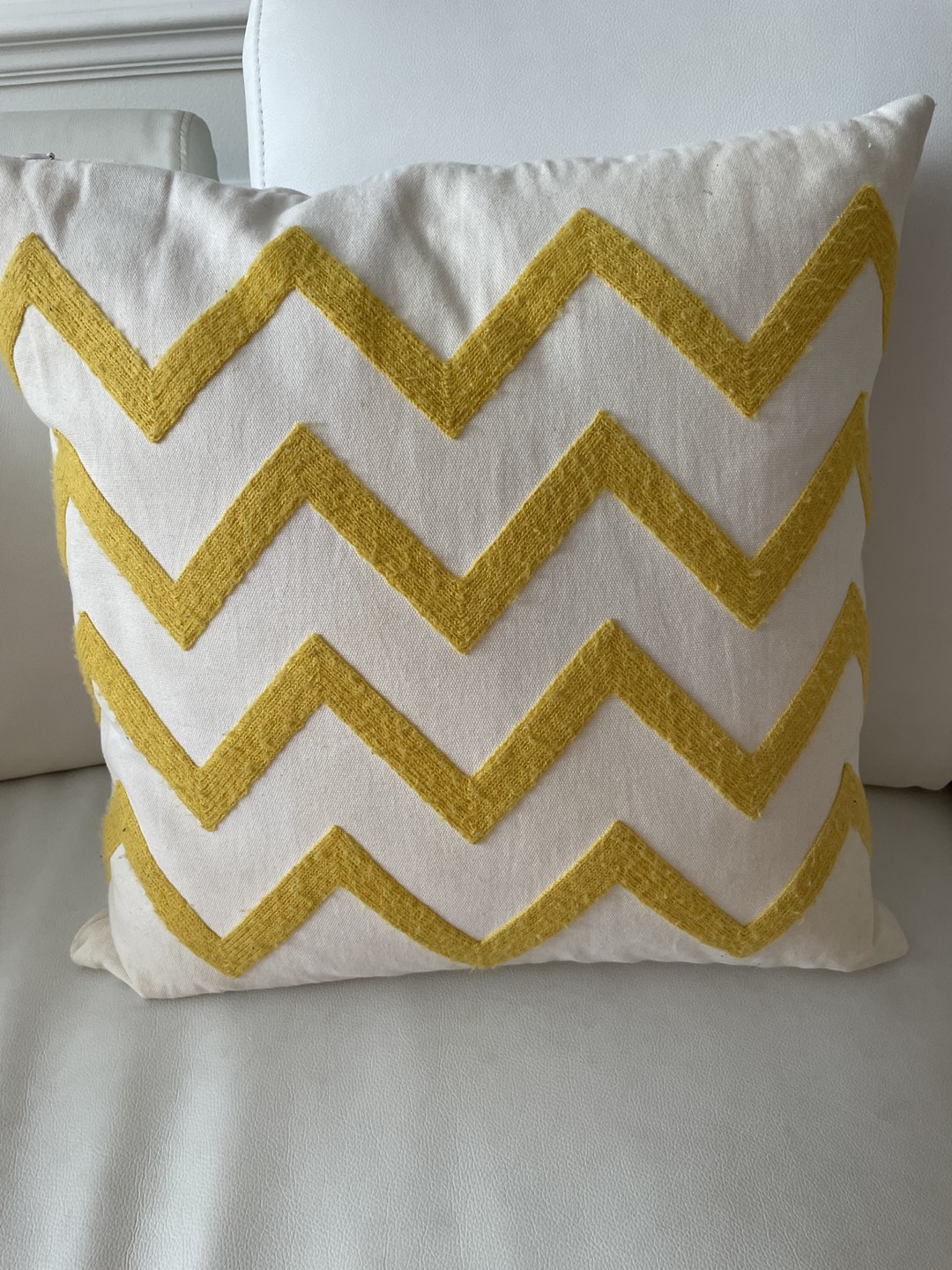 Yellow and white zig zag pillow thumbnail