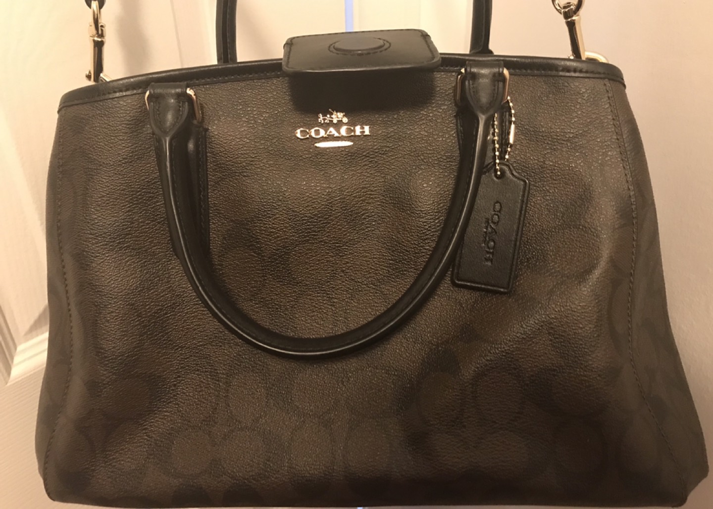 New Coach bag black brown strap great condition  thumbnail