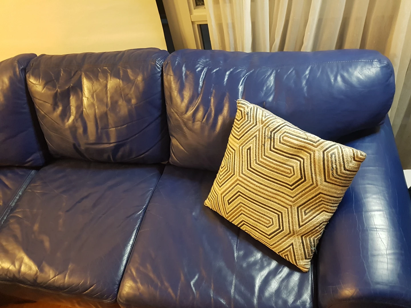 3 Piece Navy Blue Authentic Leather Custom Made Sectional - photo 5