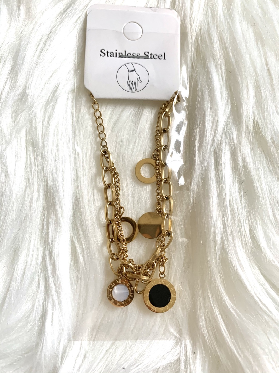 Chain Bracelet, Black & Gold Toned, Pearl - photo 2
