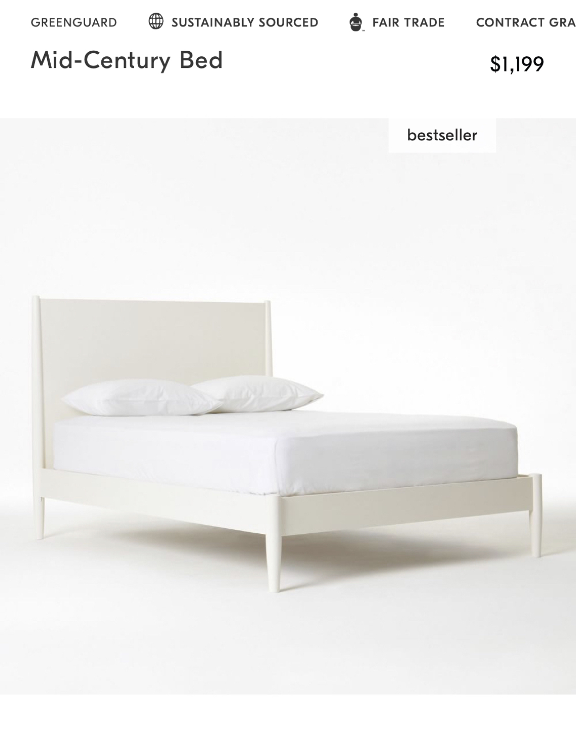 West Elm Queen Sized Bed