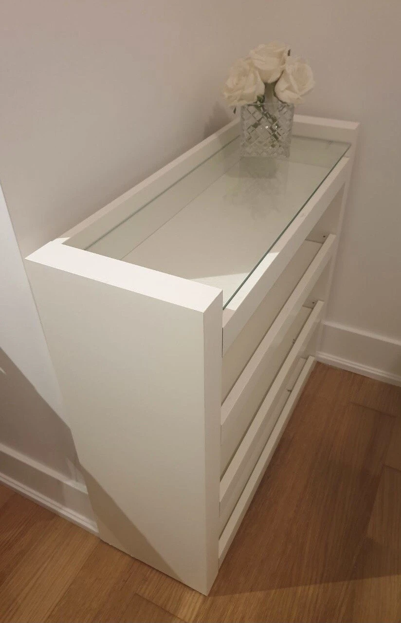 White shelf with wheels thumbnail
