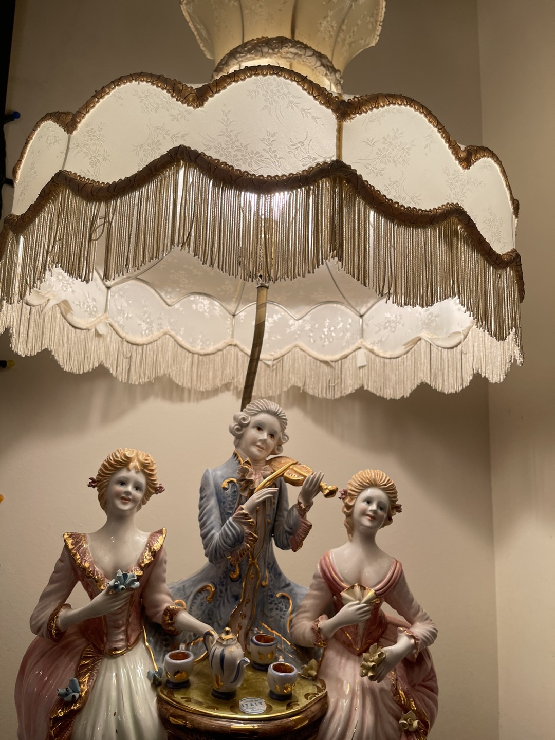 Antique Azzolin Brothers Musicians Capodimonte Lamp - photo 3