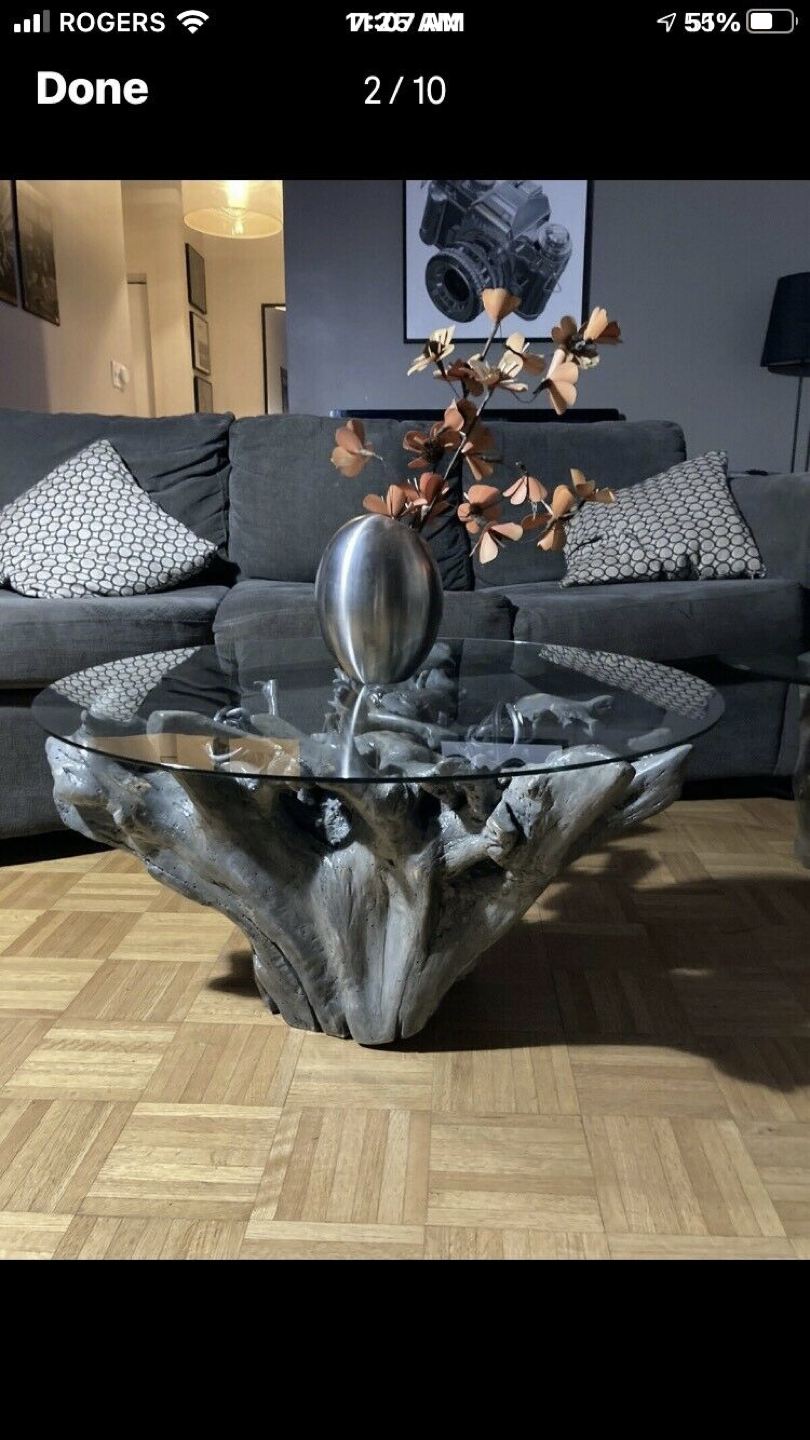 Live edge hardwood root stump coffee table thumbnail