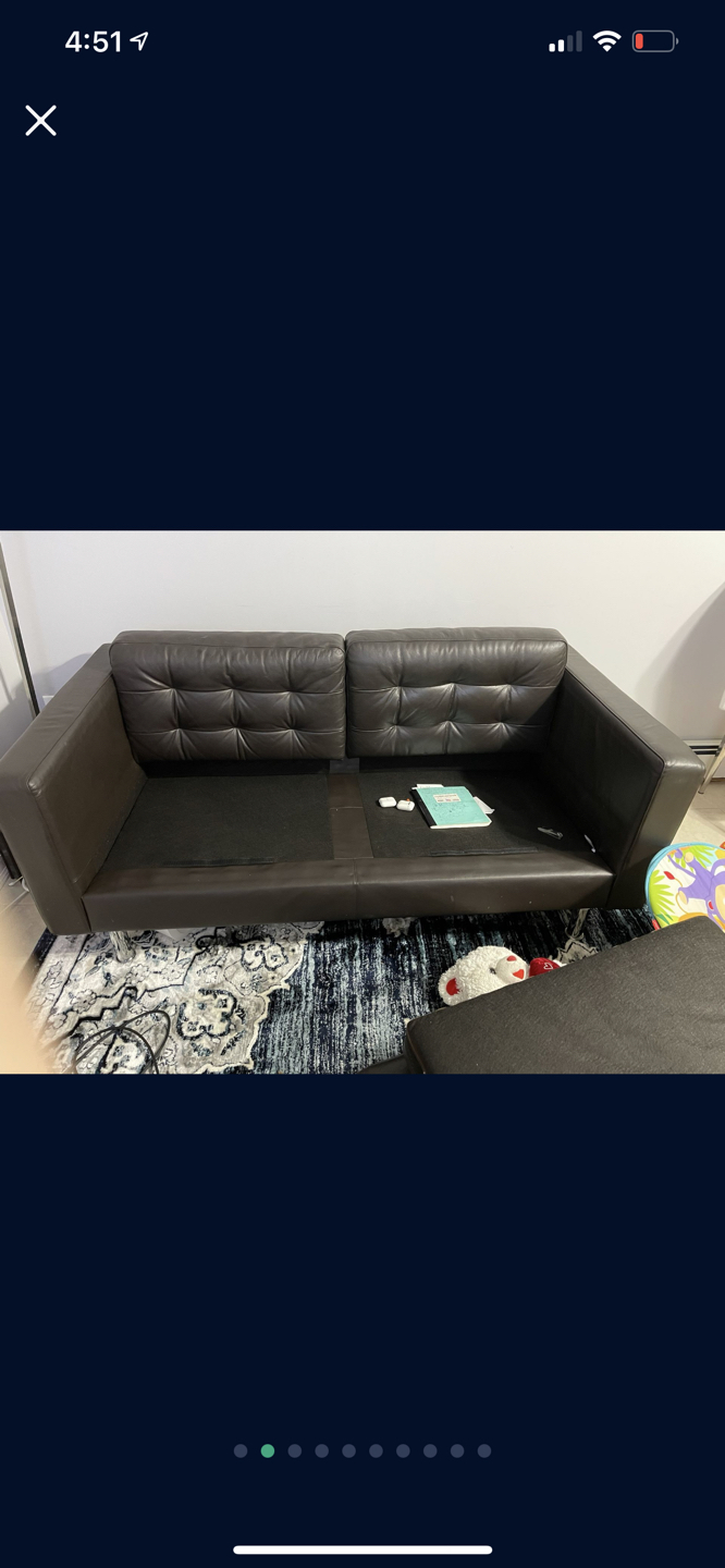 Morabo leather loveseat sofa landskrona with matching ottoman  - photo 4