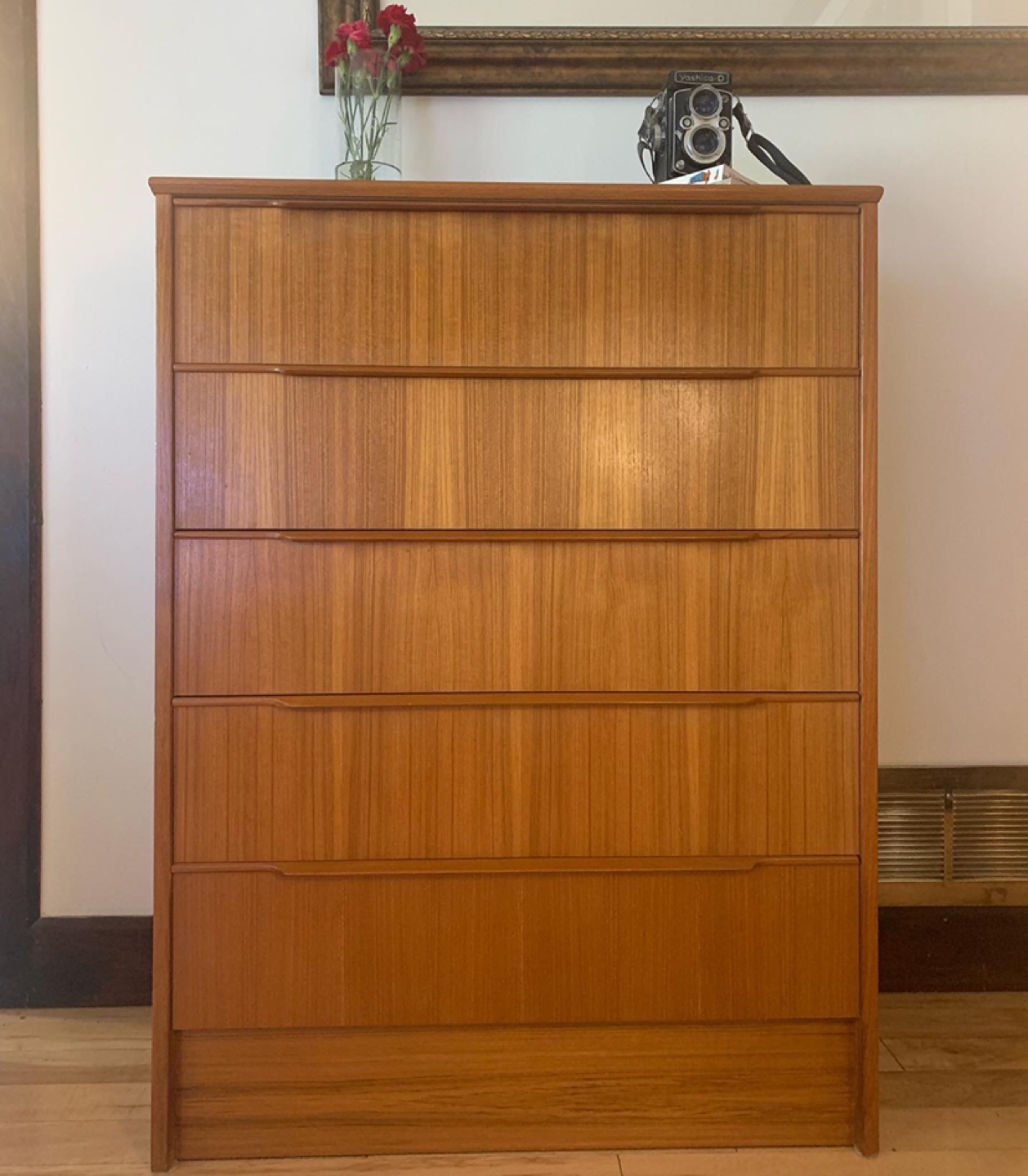 Teak MCM TALL BOY DRESSER  thumbnail
