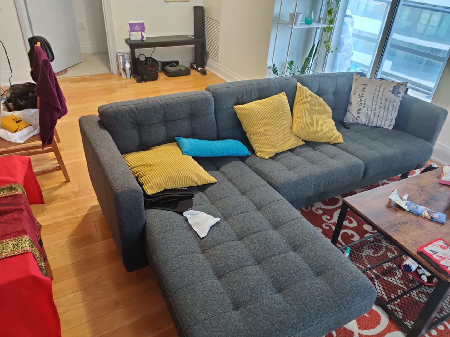 Grey IKEA couch with Chaise lounge - photo 2
