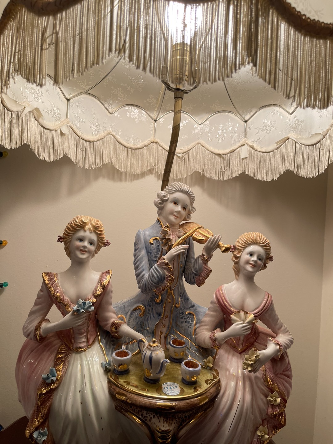 Antique Azzolin Brothers Musicians Capodimonte Lamp - photo 2