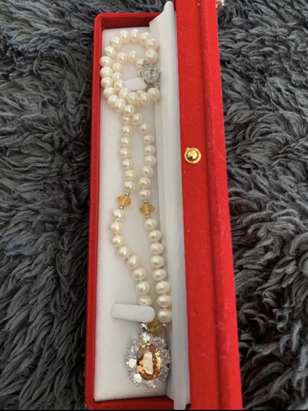 Faux Pearl Necklace and Earrings