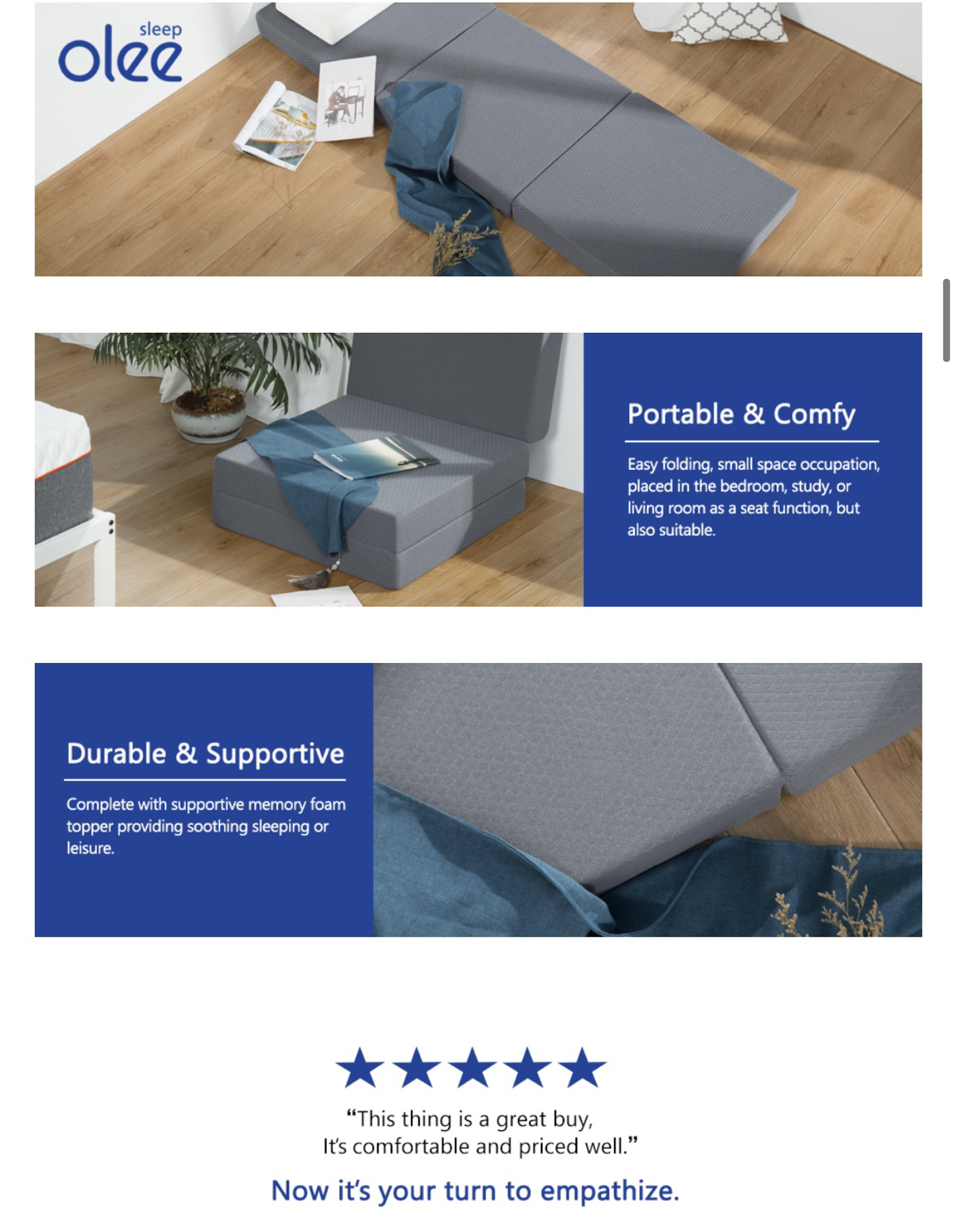 Tri Folding Mattress  - photo 3
