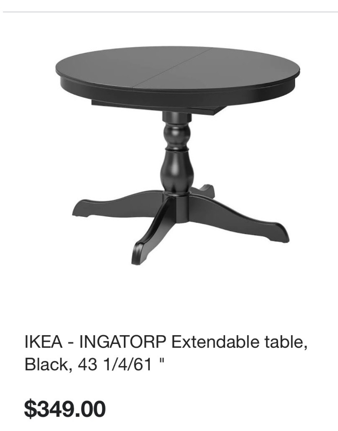 Black Extendable Dining Table + 4 Chairs (30% OF RETAIL PRICE)