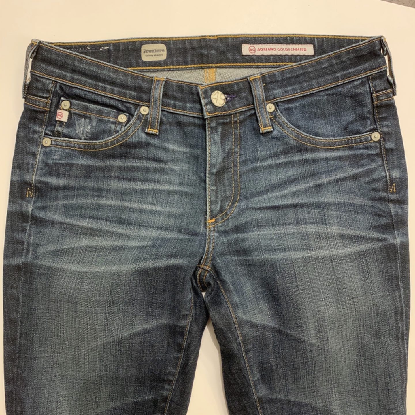 AG premiere skinny jeans women’s 29x33 dark blue wash mid rise  - photo 5
