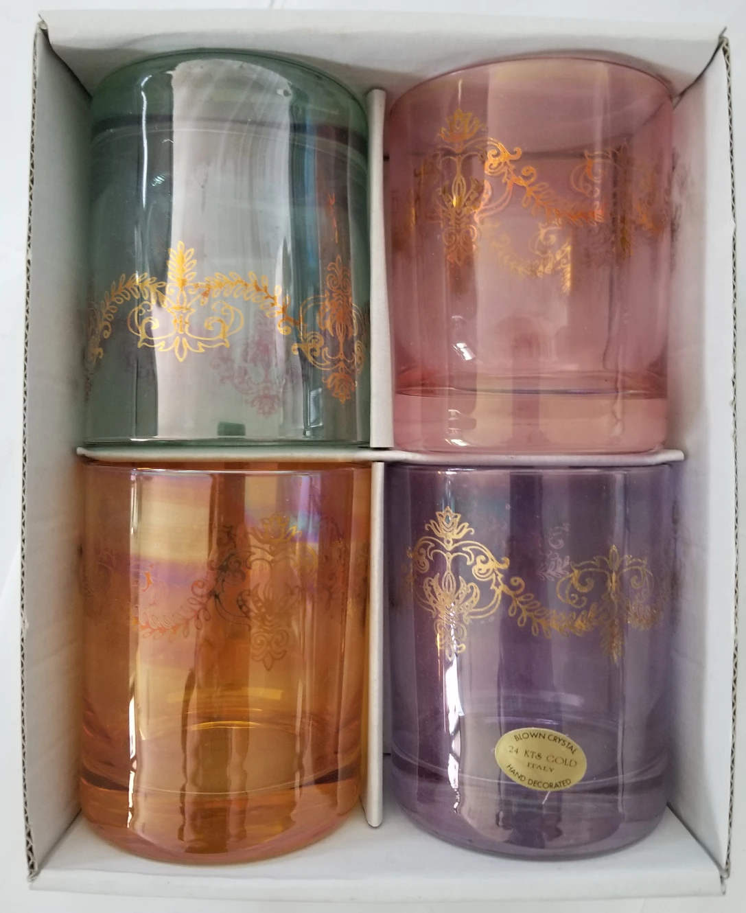 Set of 4 Vintage irridescent color cups. image indicator(2)