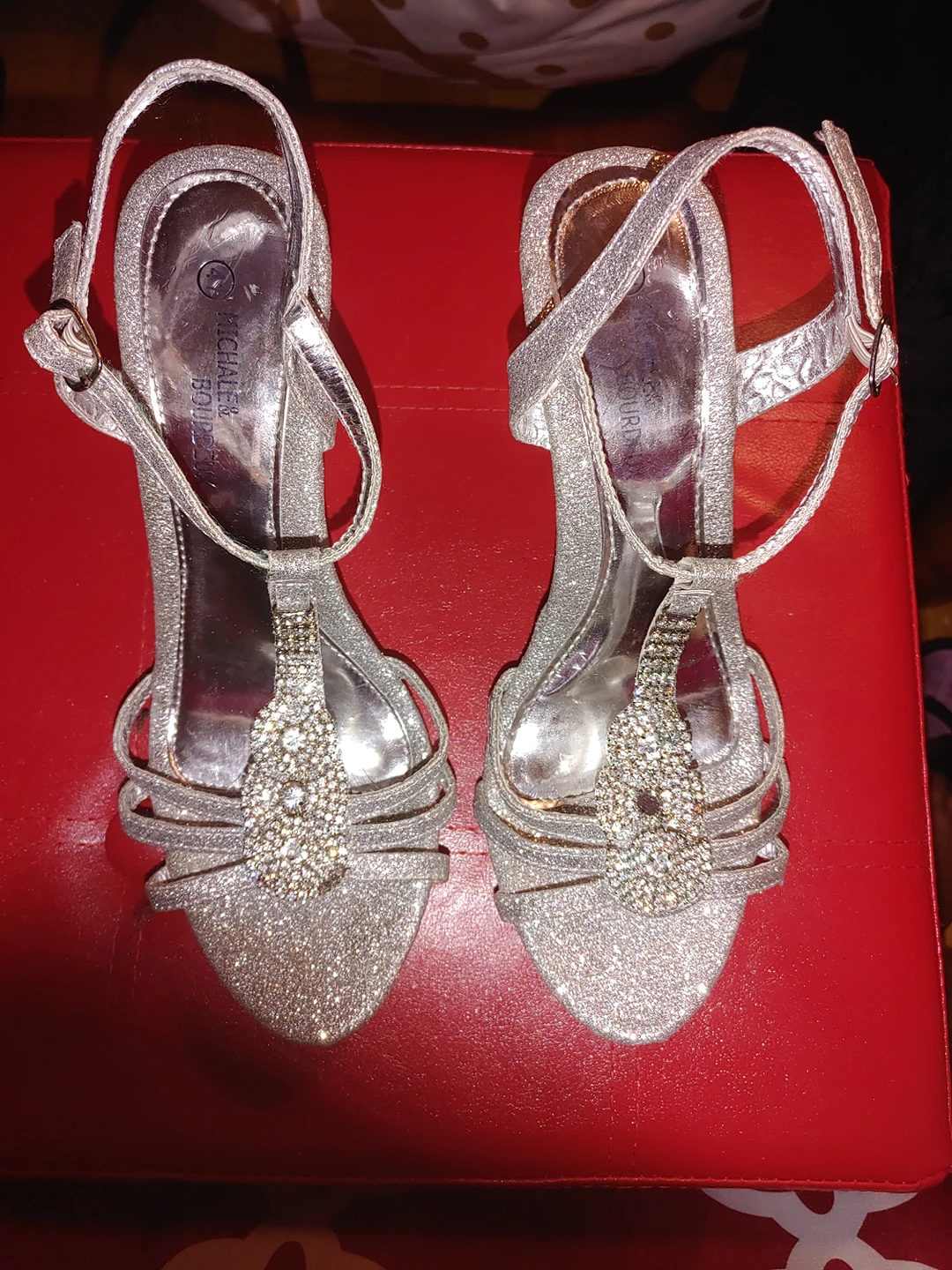 MICHALE & BOURDEUX SIZE 41. WITH SILVER WITH RHINESTONES thumbnail