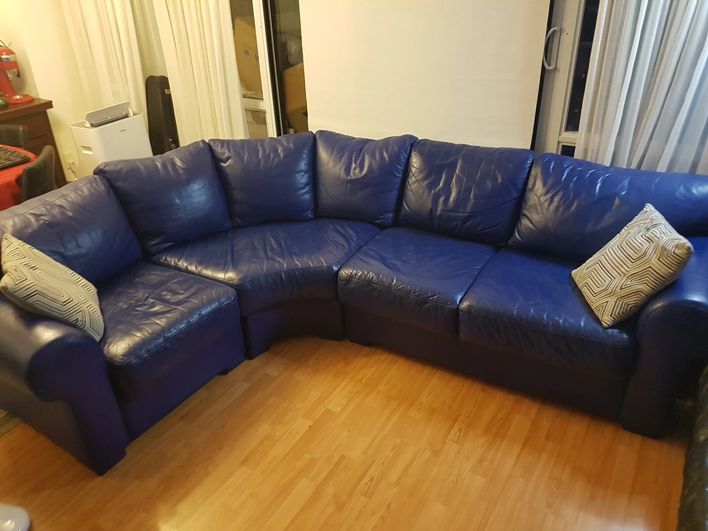3 Piece Navy Blue Authentic Leather Custom Made Sectional - photo 2