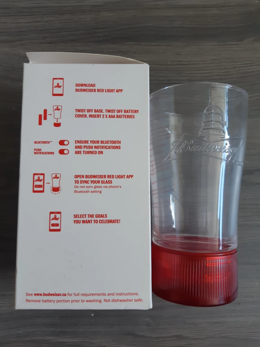 BUDWEISER RED LIGHT GLASS 414ml #freecycle image indicator(2)