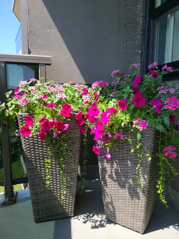 28-inch Tall Grey Thin Square Planter