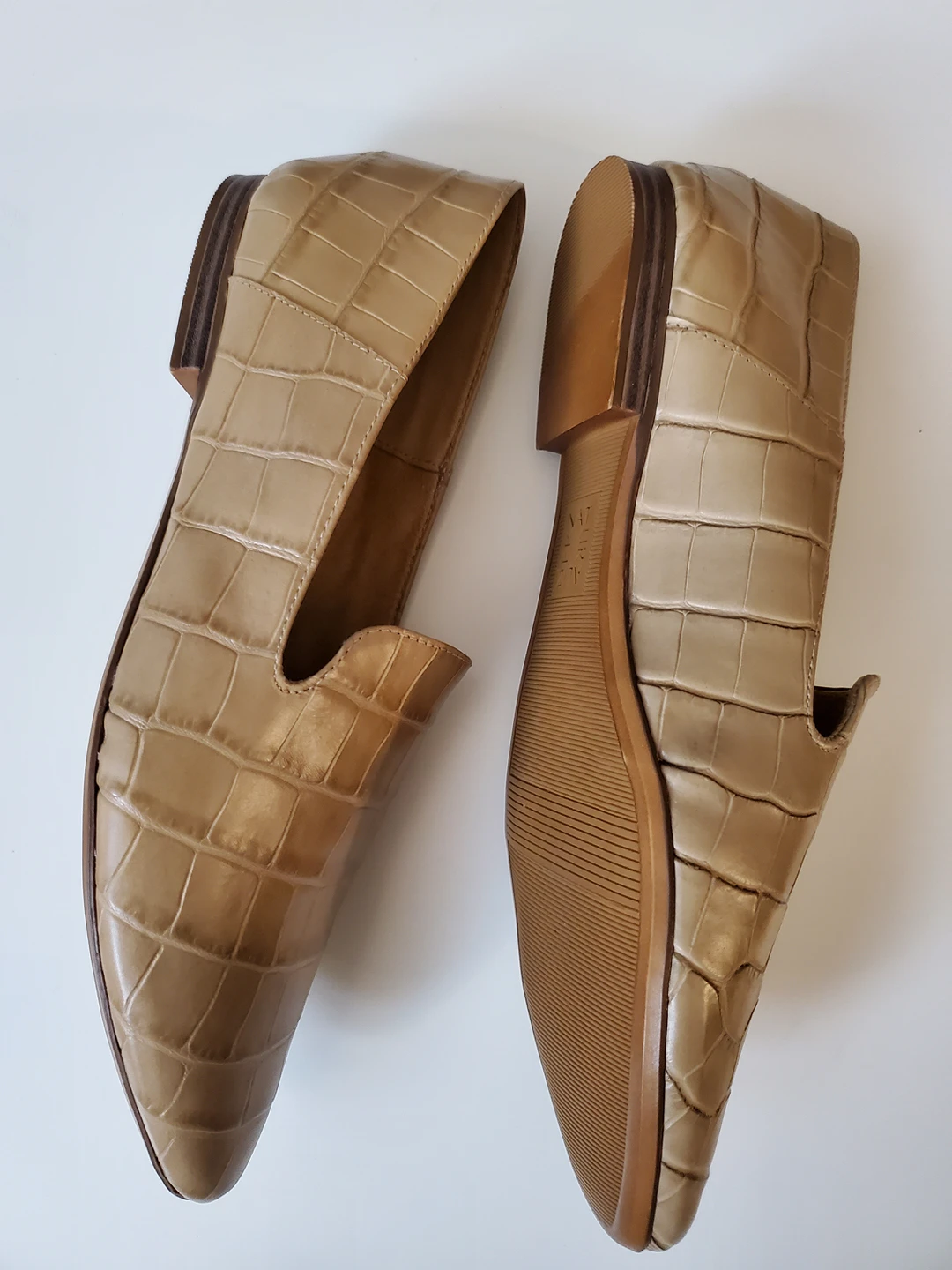 naturalizer 9M Lorna bamboo tan croco leather flats thumbnail