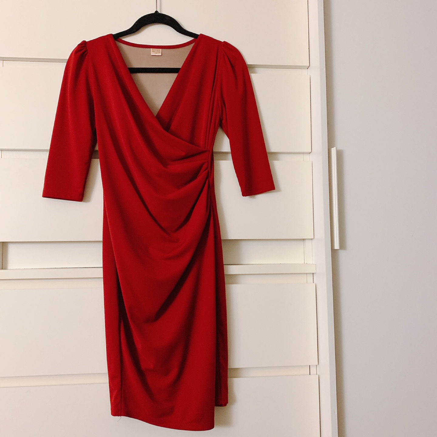Deep Red Wrap Dress thumbnail