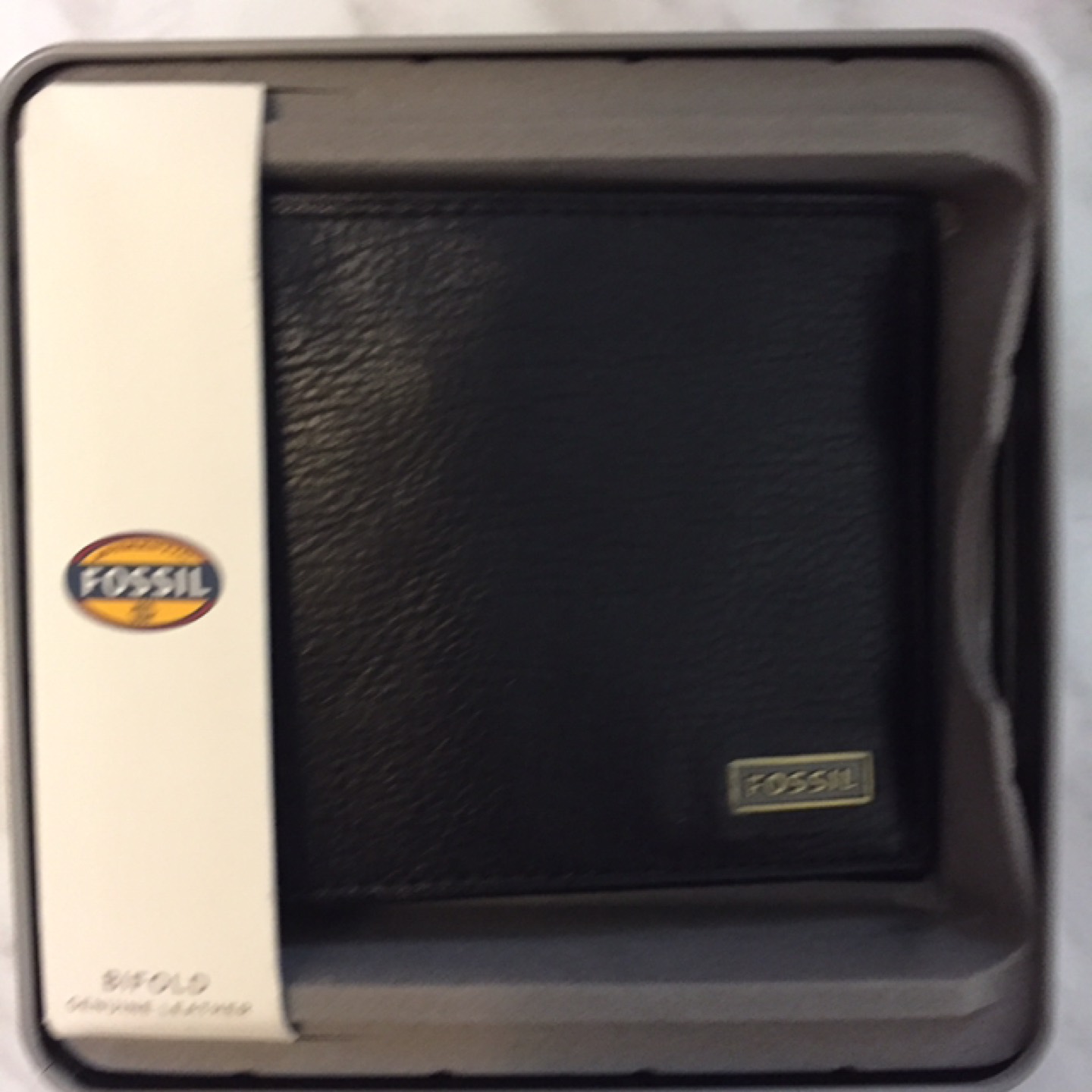 NEW Fossil men’s black bifold leather wallet  - photo 2