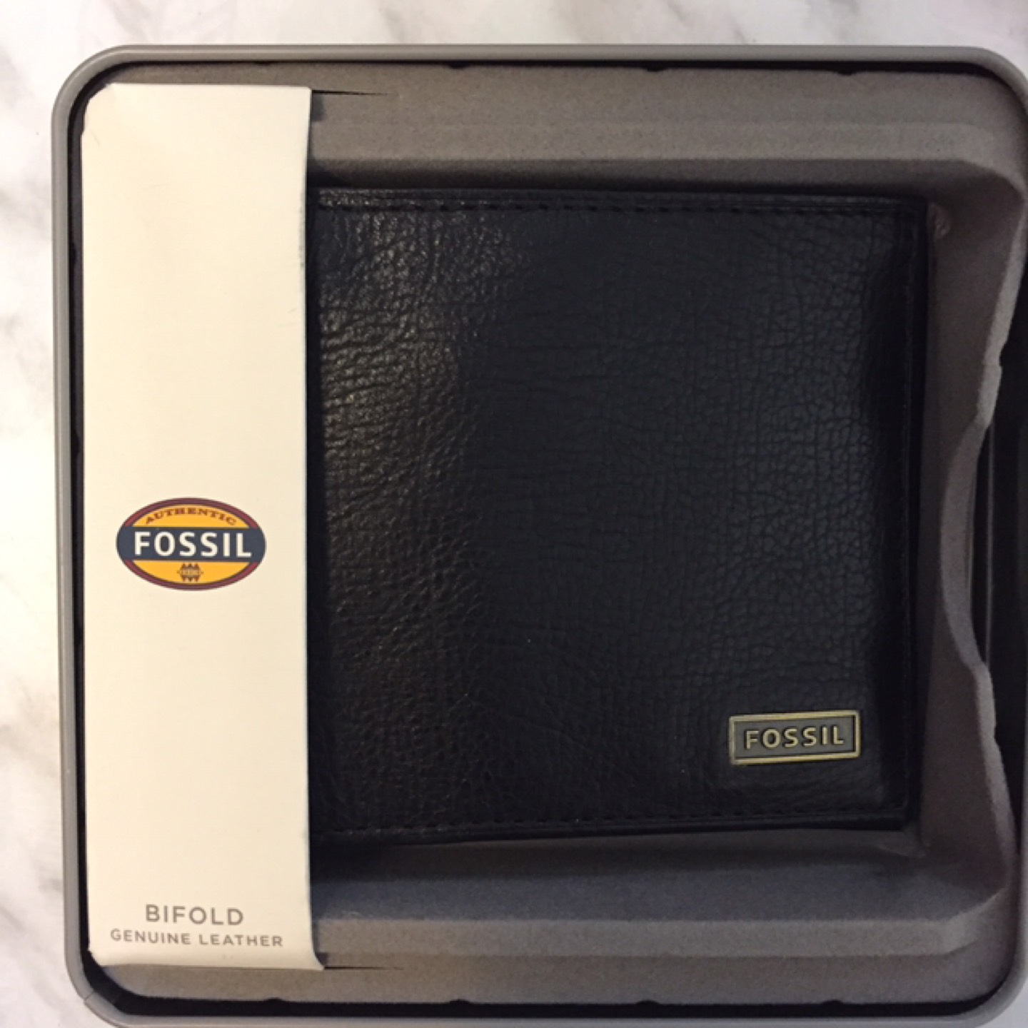 NEW Fossil men’s black bifold leather wallet  - photo 3