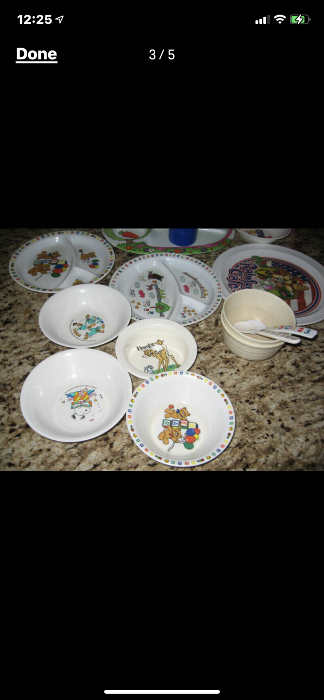 Baby kids plates bowls cups and spoon lot - photo 3