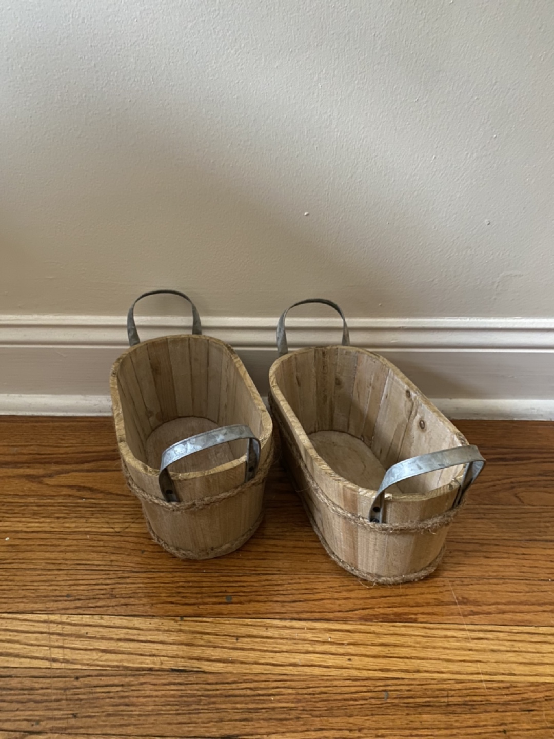 Woven Basket 11inx11in & DIY Wood Flowerpot  - photo 3