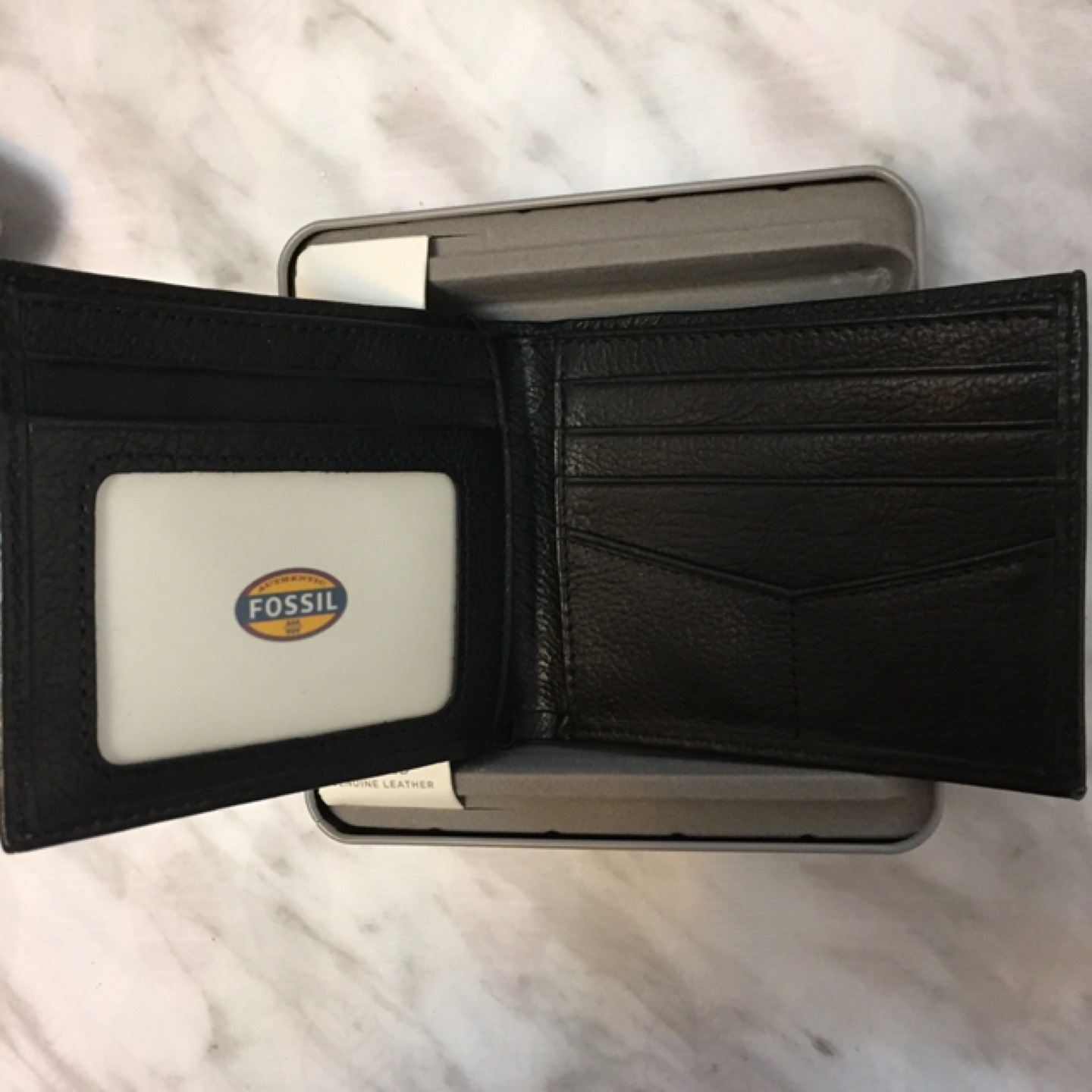 NEW Fossil men’s black bifold leather wallet  - photo 4