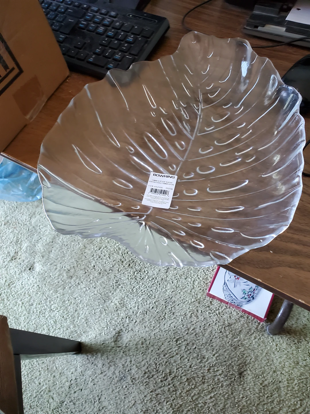 Bowrings Glass Leaf Platter, #freecycle thumbnail