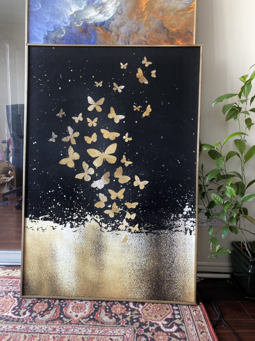 Escaping Butterfly Canvas Gold  Black Canvas print  thumbnail