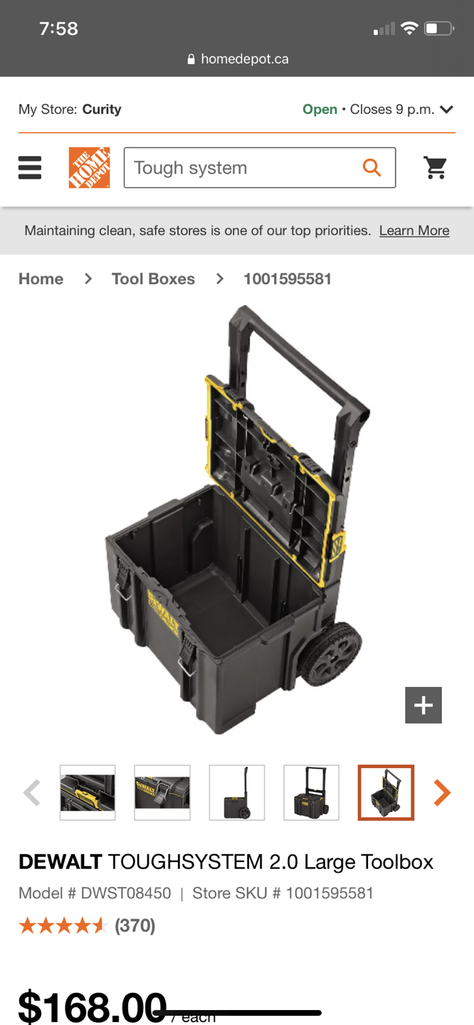 Dewalt 2.0 tough system rolling tool box 