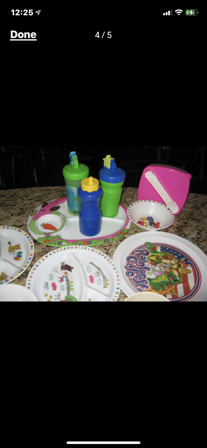 Baby kids plates bowls cups and spoon lot - photo 4