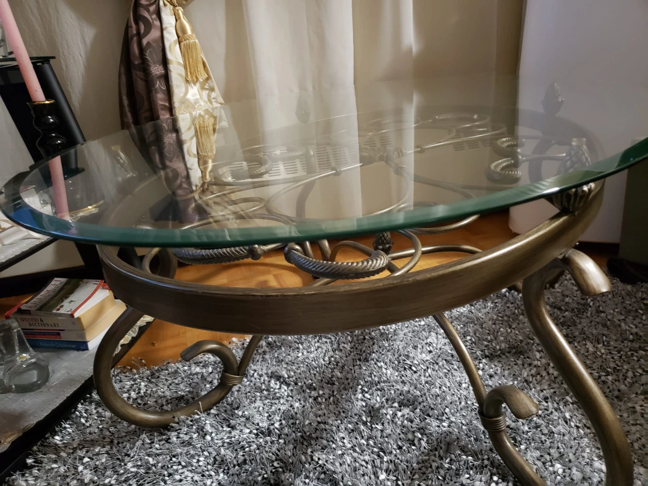 glass and metal coffee table and 1 side table - photo 3