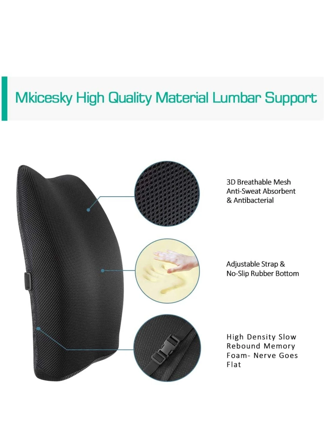 Mkicesky Lumbar Support Back Pillow for Office Chair/Car image indicator(4)