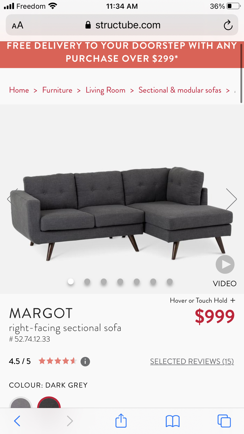 structube margot sectional sofa thumbnail