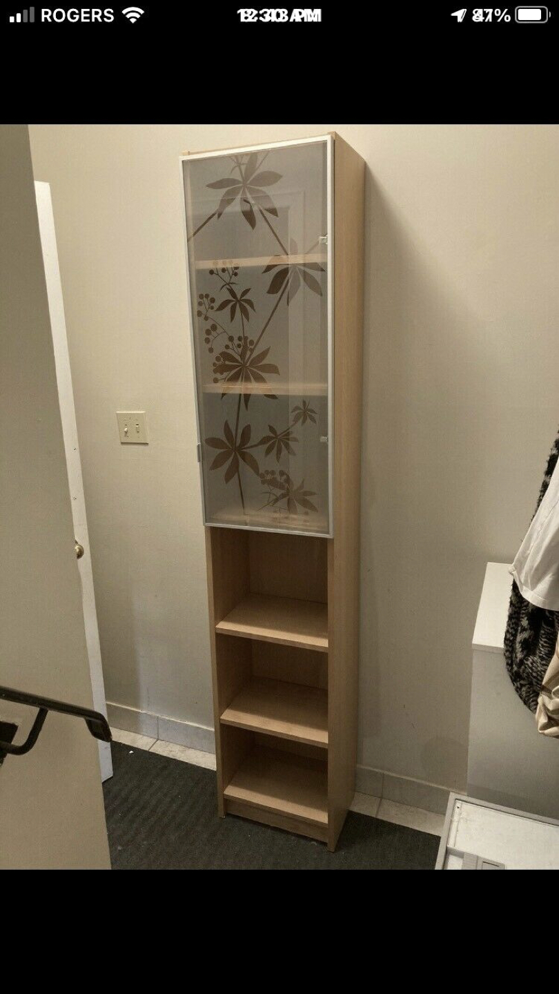Tall ikea cabinet with decorative glass door  - photo 3