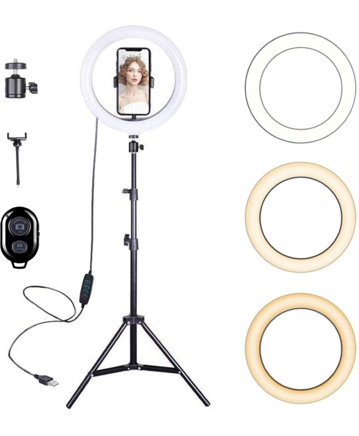 7+ ft Tripod Set, 12” Ring Light, Phone Mount, Bluetooth Clicker