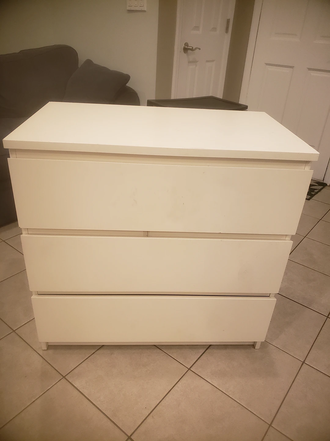 White ikea MALM 3 drawer dresser