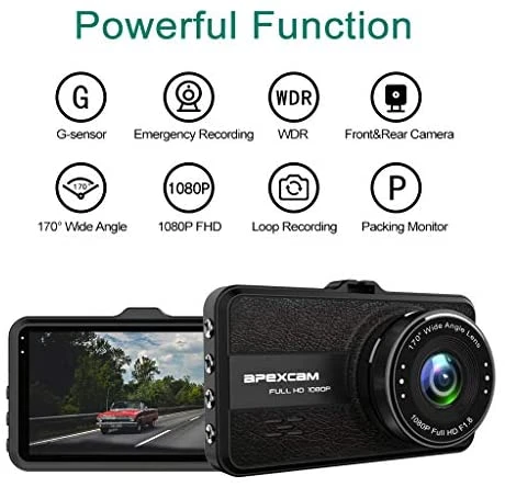 Apexcam Dash Cam 1080P FHD Car Dash Camera