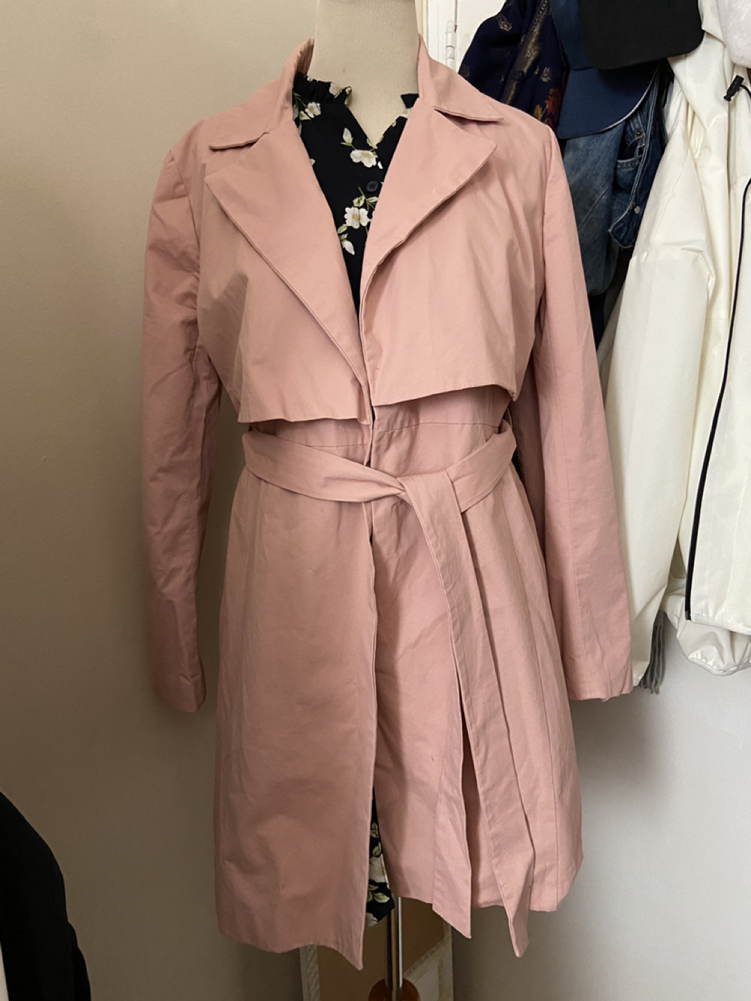 Wrap trench coat baby pink thumbnail