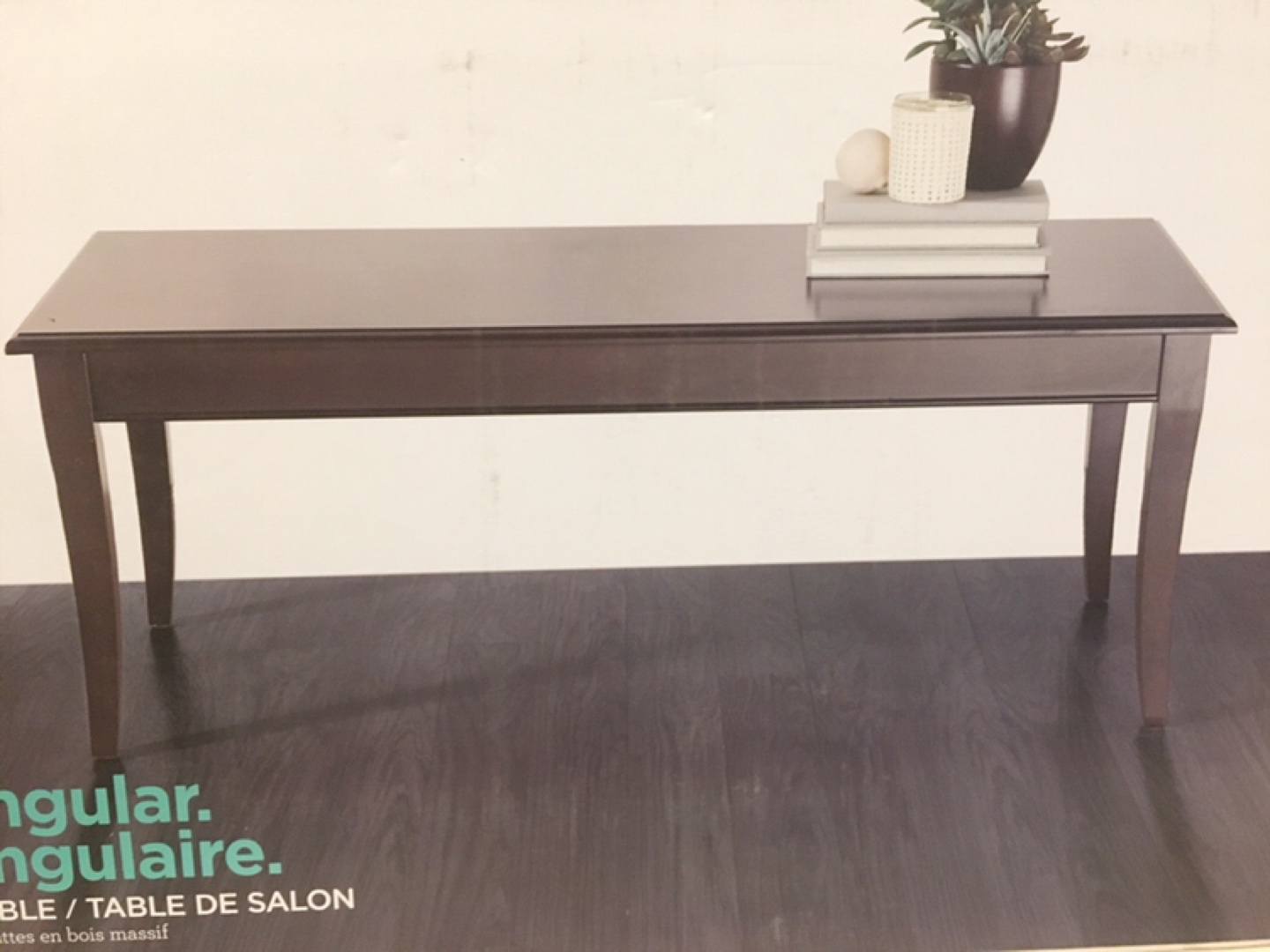 $40 Coffee Table Solid Dark Wood Rectangular thumbnail
