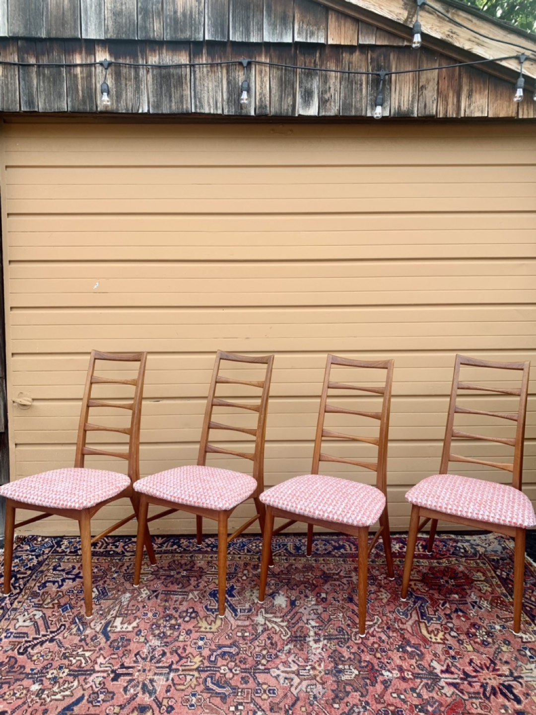 Set of 4 MCM designer teak danish dining chairs  thumbnail