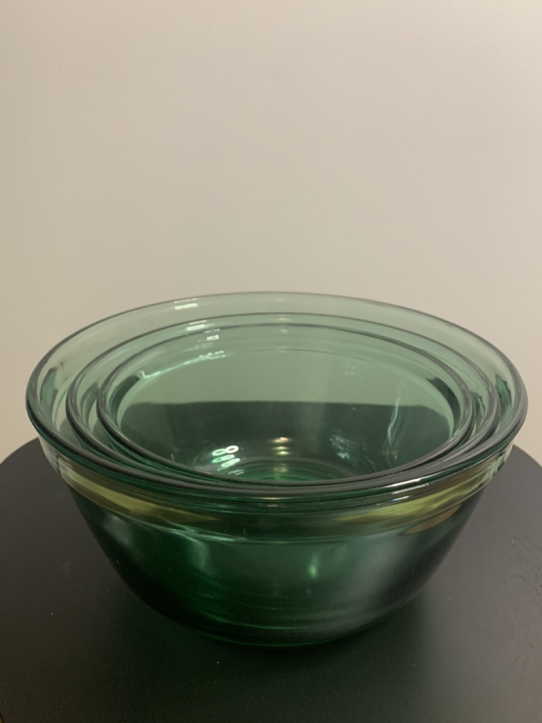 Glass Bowls - green nesting set of 3 - like new thumbnail
